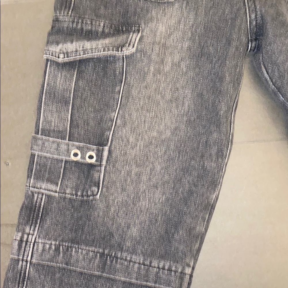 ROMWE Large Grunge Punk Solid Strap Detail Cargo Boy Friend Jeans, School - Picture 10 of 14